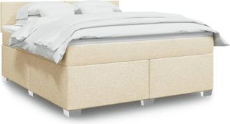 vidaXL Cama Box Spring Con Colch&oacute;n Tela Color Crema 180x200 Cm Vidaxl