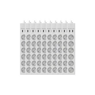 Garza Power - Pack De 10 Regletas Enchufes M&uacute;ltiple De 6 Tomas Con 2 Usb. Base M&uacute;ltiple Ladron Enchufes Con Cable Schuko De 1,4 Metros. - Garza