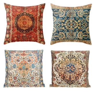 OEM Funda De Almohada Estilo Bohemio Vintage, Estampado De Alfombra, Funda De Almohada Decorativa &Eacute;tnica Antigua, Decoraci&oacute;n Del Hogar, Cuadrada, Funda De