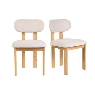 Miliboo Sillas De Tela Efecto Terciopelo Texturizado Beige Y Madera Clara De Fresno (lote De 2) Normi