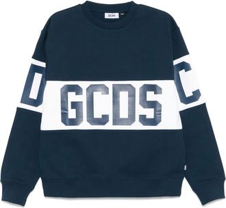 GCDS Felpa con banda logo - Blu