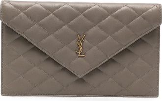 Saint Laurent Cassandre Quilted Leather Clutch Bag
