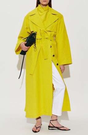 Alaia Coat With Open Lapels, Womens, Yellow