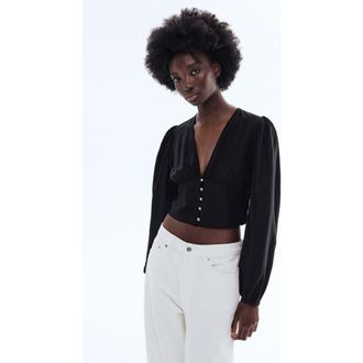 H&M V-neck blouse in Black at Nordstrom, Size Xx-Small