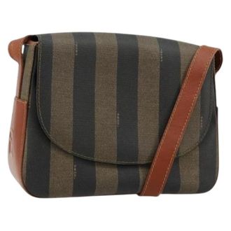 Fendi Pre-owned Cross Body Bags, female, Multicolor, Size: ONE SIZE Pre-owned Pequin Canvas Shoulder Bag