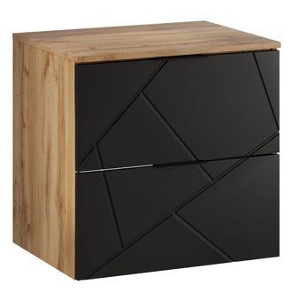 Badplaats Mueble De Ba&ntilde;o Manello 60 X 46 X 58 Cm - Roble Con Negro Mate