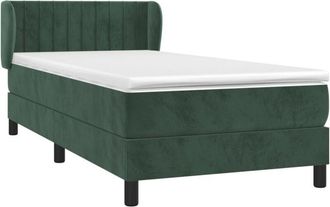 vidaXL Cama Box Spring Con Colch&oacute;n Terciopelo Verde Oscuro 90x200 Cm Vidaxl