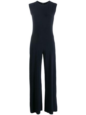 Norma Kamali wide leg jumpsuit - women - Polyester/Spandex/Elastane - S - Blue