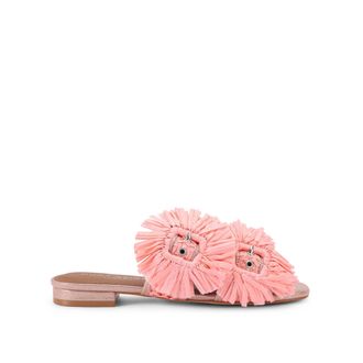 Kurt Geiger Womens Raffia Buckle Flat Sdl Sandals - Pink - Size UK 5