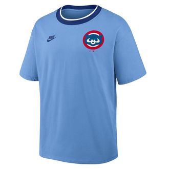 Nike Chicago Cubs Cooperstown Ringer Nike Mens MLB T-Shirt in Blue | 045Q0FUTC78-N3R