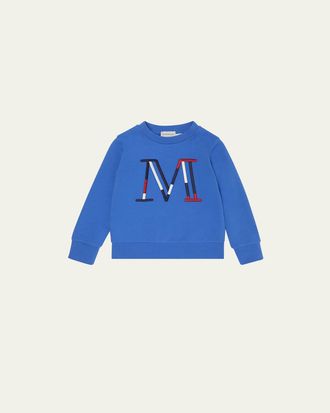 Moncler Boys Tricolor Embroidered M Logo Sweatshirt, Size 4-6