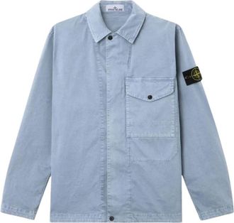 Stone Island Logo Patch Overshirt - Heren - Zomerjassen - Blauw - XL - Jassen