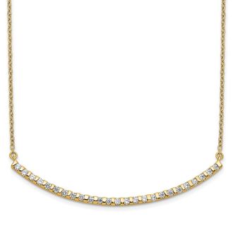 Diamond2Deal 14K Gold 1/2 Ct Lab Grown Diamond Curved Bar Pendant Necklace 18 Clarity VS, Color G-H