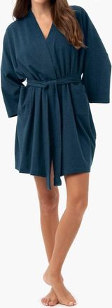 Under The Canopy Organic Short Lounge Robe In Teal