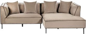 Beliani 3 Seater Corner Sofa Light Brown Chenille Upholstery Left Handed with Armrests Modern Style Living Room SATER