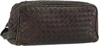 Bottega Veneta Pre-owned Vintage Clutch Bag - Dames - Vintage Clutch - Bruin - ONE Size - Leer - Vintage