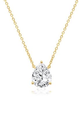 Crislu Solitaire Pear Pendant Necklace in 18Kyg/Clear Stone at Nordstrom, Size 16