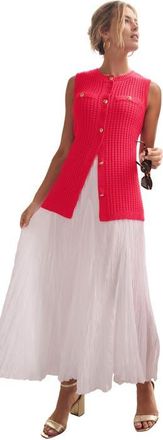 Jessica London Boxy Stitch Cardigan Sweater Vest in Vivid Red at Nordstrom, Size Medium