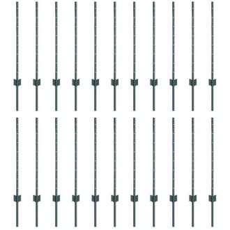 vidaXL Postes De Cerca Plateados 22 Pcs Verde Metal Vidaxl