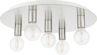 Livex Lighting Hillview Nickel 5 Light-Flush Mount