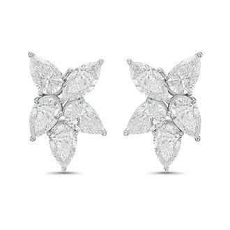 Diana M. Jewels 14KW WG 12.00 Ct TW of Lab grown pear and marquise shape diamonds cluster earrings