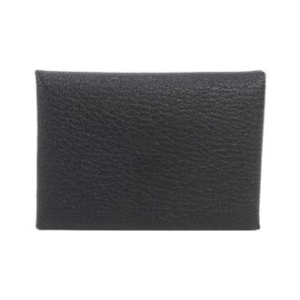 Herm&egrave;s Black Chevre Leather Coin Purse/Coin Case (Pre-Owned)