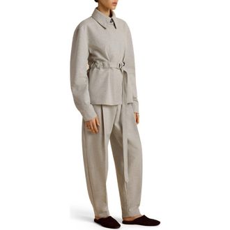 Marina Moscone Cotton Belted Bomber in Perla at Nordstrom, Size 10