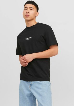 Jack & Jones Rundhalsshirt JACK & JONES JORVESTERBRO TEE SS CREW NECK NOOS, Herren, Gr. M, schwarz, Jersey, Obermaterial: 100% Baumwolle, bedruckt, relaxed fit nor