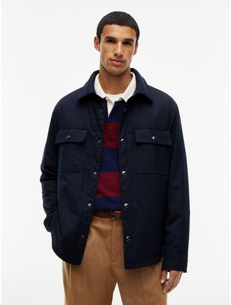 Tommy Hilfiger Mens New York Label Mixed-Media Reversible Overshirt - Navy Blue - L