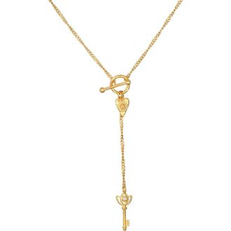 Satya Jewelry Promise to Love Heart Key Lariat Necklace in Gold at Nordstrom
