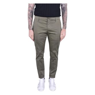 Dondup Broeken, Heren, Groen, W29, Katoen, Slim Fit Chino Broek van Stretchkatoen