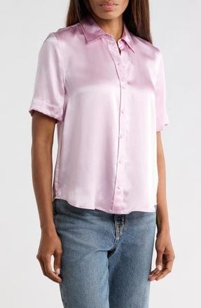 L'agence Elah Short Sleeve Silk Shirt in Pale Orchid at Nordstrom Rack, Size Small