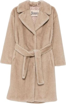 Herno Coats - Dames - Jas met riem - Beige - L - Leer - Jassen