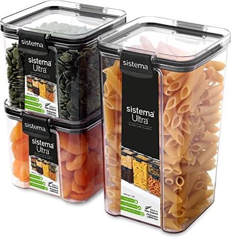 Sistema Ultra Tritan luftdichtes Frischhaltedosen-Set für die Küche und Vorratskammer | 3 Vorratsdosen mit Deckeln (1 x 1,3 l und 2 x 700 ml) | stapelbar | BP ab 21,99 €