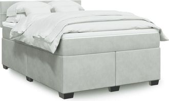 vidaXL Vidaxl - Cama Box Spring Con Colch&oacute;n Terciopelo Gris Claro 140x190 Cm