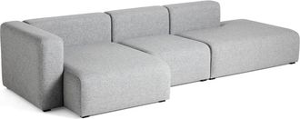 HAY Mags Sofa 3-Sitzer, Kombination 4 / Armlehne links, grau (Hallingdal 130) (EU)