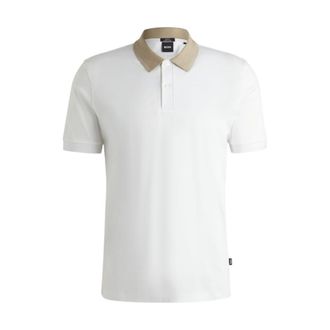 BOSS Mercerized-cotton T-shirt with contrast collar band