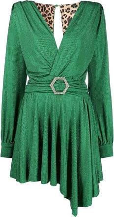 Philipp Plein Artemis crystal embellished mini dress - women - Polyester/Polyester/Spandex/Elastane/Spandex/Elastane/glass - S - Green