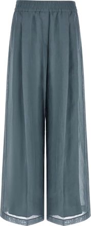 Brunello Cucinelli Broeken, Dames, Blauw, XS, Katoen, Losvallende Track Broek