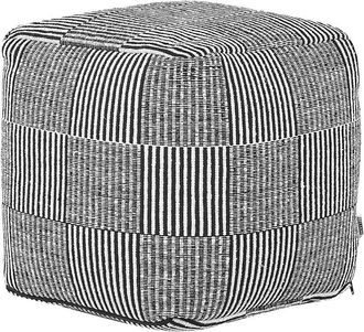 Beliani Modern Square Pouffe Ottoman Cotton 40 x 40 x 40 cm Black and White Pandran