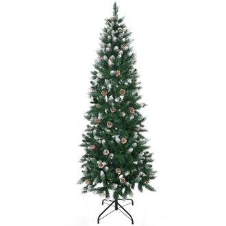 HOMCOM Rbol De Navidad Artificial De Nieve 180 Cm Con 508 Ramas Realistas 49 Pi&ntilde;as Base Plegable Y Soporte De Acero Para Decoraci&oacute;n &Oslash;73x180 Cm - Homcom
