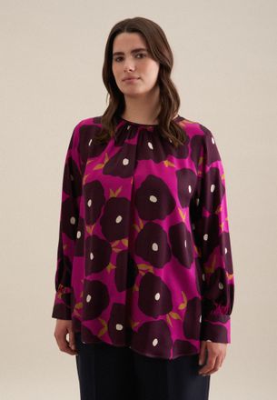 Seidensticker Shirtbluse SEIDENSTICKER Schwarze Rose, Damen, Gr. 3XL46, pink, 100% Viskose, gemustert, regular fit, Rundhals, Blusen Shirtbluse, Langarm Rundhals Dr