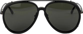 Linda Farrow Zwarte zonnebril in zwart - unisex - Zonnebrillen - Zwart - ONE Size - Accessoires