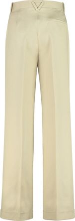Bottega Veneta Womens High-Rise Cotton Trousers Sand Wide-Leg
