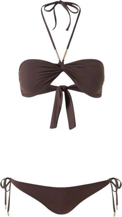 Melissa Odabash Canary Ribbed Halterneck Bikini - Dames - Bikinis - Bruin - XS - Badmode