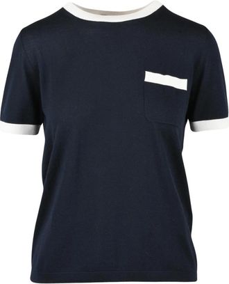 Max Mara Egidio T-shirt - Dames - Ronde hals truien - Blauw - S - Wol - Truien & Vesten