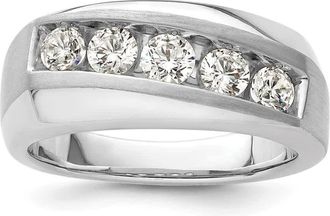 Diamond2Deal 10k White Gold Lab Grown Diamond 5-Stone Band Ring 1Ct Clarity- VS Color- G-H