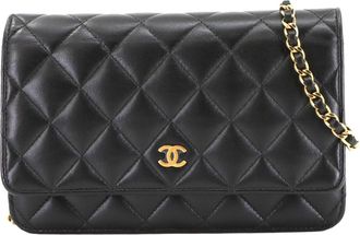 Chanel Black Leather Chain/Shoulder Wallet (Pre-Owned)