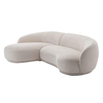 Oviala Sof&aacute; esquinero izquierdo de 3 plazas con chaise longue, crema