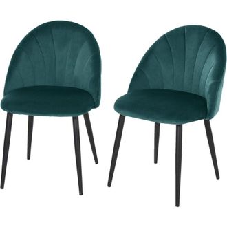 HOMCOM Set 2 Sedie per Sala da Pranzo Imbottite Design Nordico Velluto Verde - Homcom